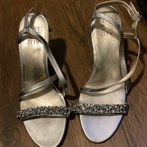 Dressy sling back with clear jewels across toe